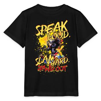 Poetry Slam Dichter Poetryslam - Stanley/Stella Kinder T-Shirt MINI CREATOR  - Schwarz - Vorne - Mikhail (115cm)