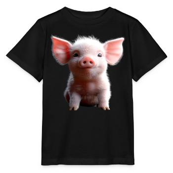 Cochon domestique Cochon Cochon Porcelet Cochon - T-shirt bio MINI CREATOR Stanley/Stella Enfant - noir - Devant - Mikhail (115cm)
