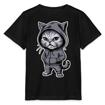 Ärgerliche Böse Katze Grummelige Katze - Stanley/Stella Kinder T-Shirt MINI CREATOR  - Schwarz - Vorne - Mikhail (115cm)