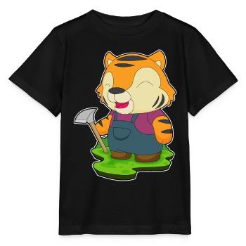 Mineur de tigre Exploitation minière à la pioche - T-shirt bio MINI CREATOR Stanley/Stella Enfant - noir - Devant - Mikhail (115cm)