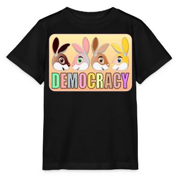 DÉMOCRATIE POUR ENFANTS - LAPINS - T-shirt bio MINI CREATOR Stanley/Stella Enfant - noir - Devant - Mikhail (115cm)