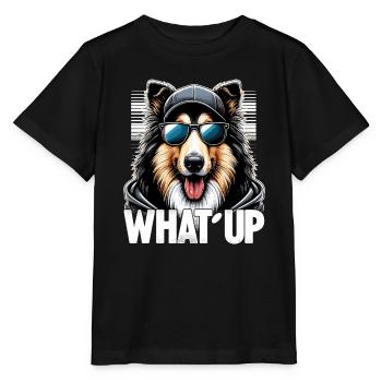 Collie What's Up Gangsta Gangster Dog Gift - Stanley/Stella MINI CREATOR Kids’ T-Shirt - black - Front - Mikhail (115cm)