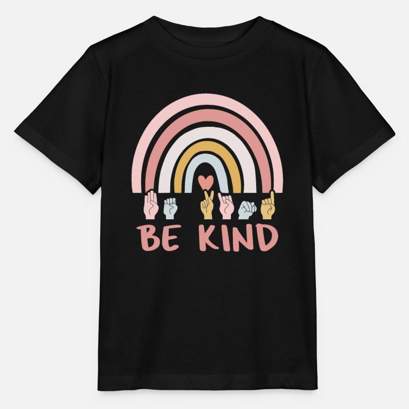 Be Kind ASL III - Amerikanische Gebärdensprache - Stanley/Stella Kinder T-Shirt MINI CREATOR  - Schwarz
