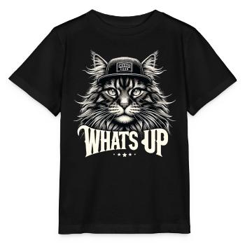 Maine Coon Katze cool Was geht ab Geschenk - Stanley/Stella Kinder T-Shirt MINI CREATOR  - Schwarz - Vorne - Mikhail (115cm)