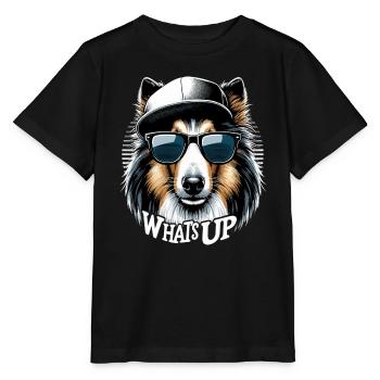 Collie What's Up Gangsta Gangster Dog Gift - Stanley/Stella MINI CREATOR Kids’ T-Shirt - black - Front - Mikhail (115cm)