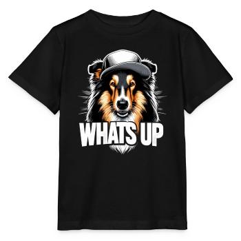 Collie What's Up Gangsta Gangster Dog Gift - Stanley/Stella MINI CREATOR Kids’ T-Shirt - black - Front - Mikhail (115cm)