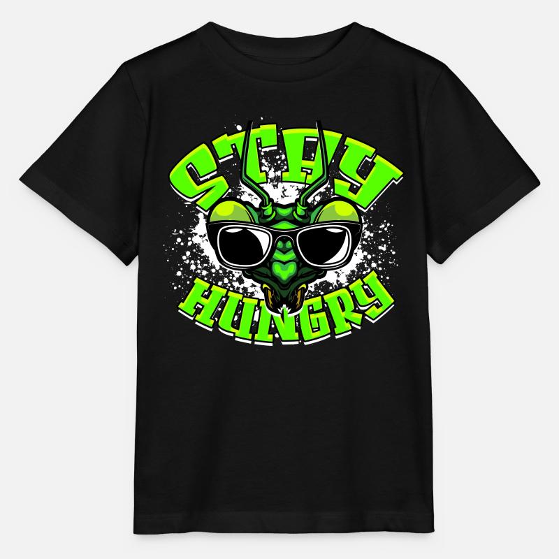 Gottesanbeterin Stay Hungry - Stanley/Stella Kinder T-Shirt MINI CREATOR  - Schwarz