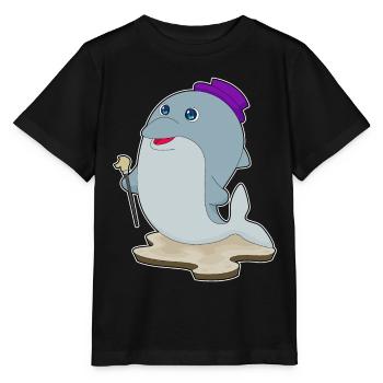 Dolphin Pensioner Walking Stick - Stanley/Stella MINI CREATOR Kids’ T-Shirt - black - Front - Mikhail (115cm)