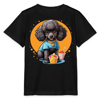 Black poodle at dessert - Stanley/Stella MINI CREATOR Kids’ T-Shirt - black - Front - Mikhail (115cm)
