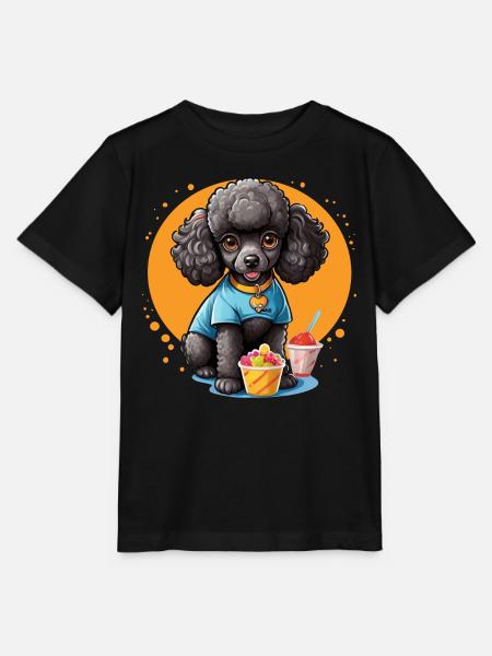 Schwarzer Pudel beim Dessert - Stanley/Stella Kinder T-Shirt MINI CREATOR - Schwarz