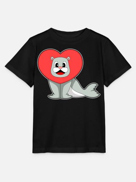 Seehund Herz - Stanley/Stella Kinder T-Shirt MINI CREATOR - Schwarz