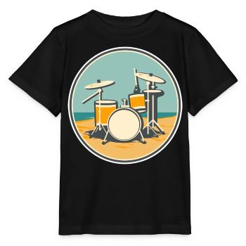 Drum Set Illustration - Stanley/Stella Kinder T-Shirt MINI CREATOR  - Schwarz - Vorne - Mikhail (115cm)