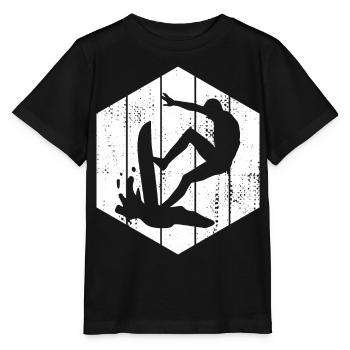 Wellenreiter Skizze - Stanley/Stella Kinder T-Shirt MINI CREATOR  - Schwarz - Vorne - Mikhail (115cm)