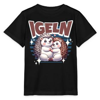 Igel Kuscheln Igeln - Stanley/Stella Kinder T-Shirt MINI CREATOR  - Schwarz - Vorne - Mikhail (115cm)