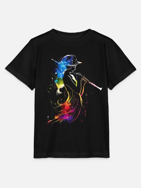 Flötenspielerin Retrowave - Stanley/Stella Kinder T-Shirt MINI CREATOR - Schwarz