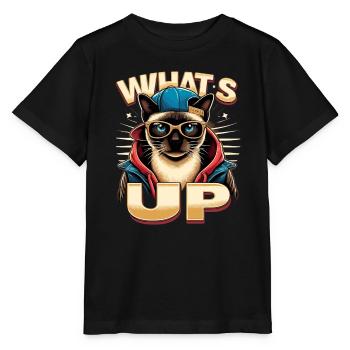 Siamese Cat Whats Up Design - Stanley/Stella MINI CREATOR Kids’ T-Shirt - black - Front - Mikhail (115cm)