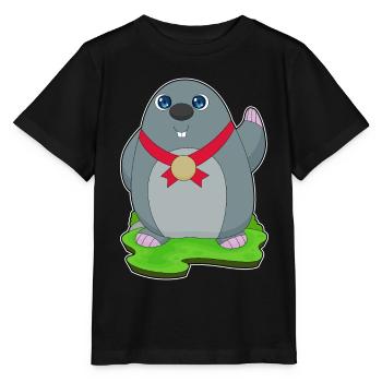Maulwurf Medaille - Stanley/Stella Kinder T-Shirt MINI CREATOR  - Schwarz - Vorne - Mikhail (115cm)