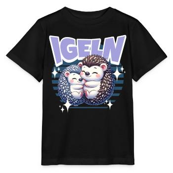 Igel Kuscheln Igeln - Stanley/Stella Kinder T-Shirt MINI CREATOR  - Schwarz - Vorne - Mikhail (115cm)