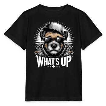 Border Terrier What's Up Cappy Gift - Stanley/Stella MINI CREATOR Kids’ T-Shirt - black - Front - Mikhail (115cm)