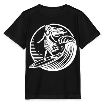 Plage florale vintage de Surf Girl hawaïenne - T-shirt bio MINI CREATOR Stanley/Stella Enfant - noir - Devant - Mikhail (115cm)