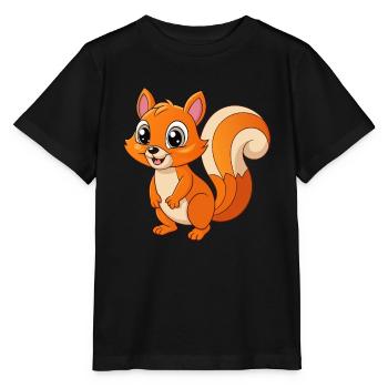 Écureuil Mignon Mascotte Personnage De Dessin Animé Kawaii - T-shirt bio MINI CREATOR Stanley/Stella Enfant - noir - Devant - Mikhail (115cm)