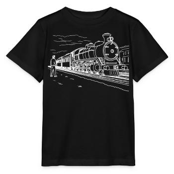 Dessin d’amoureux du train - T-shirt bio MINI CREATOR Stanley/Stella Enfant - noir - Devant - Mikhail (115cm)
