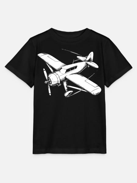 Propellerflugzeug Zeichnung - Stanley/Stella Kinder T-Shirt MINI CREATOR - Schwarz