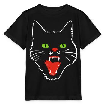 Chat terrifiant aux yeux verts - T-shirt bio MINI CREATOR Stanley/Stella Enfant - noir - Devant - Mikhail (115cm)