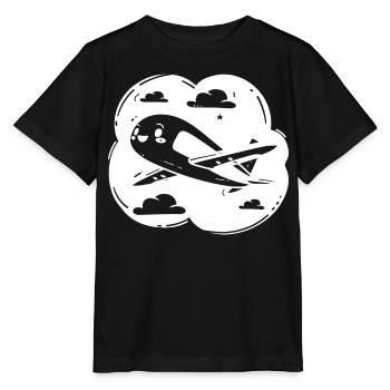 Dessin de l’avion d’hélice - T-shirt bio MINI CREATOR Stanley/Stella Enfant - noir - Devant - Mikhail (115cm)