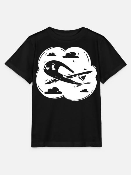 Propellerflugzeug Zeichnung - Stanley/Stella Kinder T-Shirt MINI CREATOR  - Schwarz