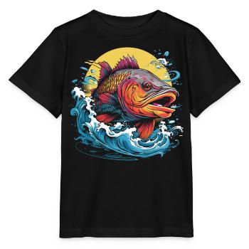 Fischerei Illustration - Stanley/Stella Kinder T-Shirt MINI CREATOR  - Schwarz - Vorne - Mikhail (115cm)