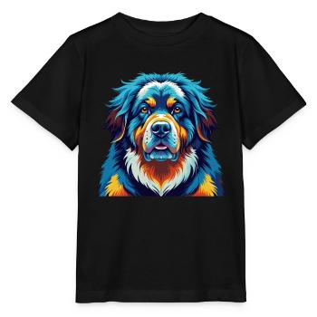 Tibetische Dogge Hunderasse Bunte Karikatur Kawaii - Stanley/Stella Kinder T-Shirt MINI CREATOR  - Schwarz - Vorne - Mikhail (115cm)