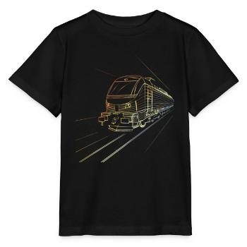 Zug Skizze 90er Look - Stanley/Stella Kinder T-Shirt MINI CREATOR  - Schwarz - Vorne - Mikhail (115cm)