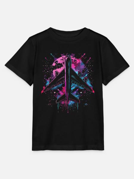 Flugzeug Steampunk - Stanley/Stella Kinder T-Shirt MINI CREATOR - Schwarz