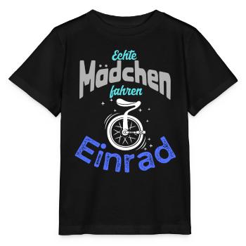 Echte Mädchen fahren Einrad - Stanley/Stella Kinder T-Shirt MINI CREATOR  - Schwarz - Vorne - Mikhail (115cm)
