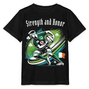 Strength and Honor Rugby Saying - Stanley/Stella MINI CREATOR Kids’ T-Shirt - black - Front - Mikhail (115cm)