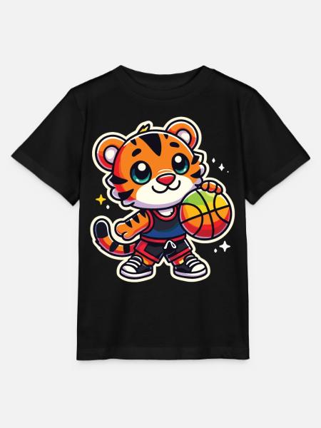 Basketball Tiger - Stanley/Stella Kinder T-Shirt MINI CREATOR - Schwarz