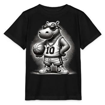 Ghetto Basketball Hippo - Stanley/Stella Kinder T-Shirt MINI CREATOR  - Schwarz - Vorne - Mikhail (115cm)