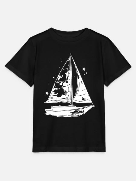 Segelboot Skizze - Stanley/Stella Kinder T-Shirt MINI CREATOR - Schwarz