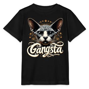 Cornish Rex Gangsta Hip Hop Chat Cadeau - T-shirt bio MINI CREATOR Stanley/Stella Enfant - noir - Devant - Mikhail (115cm)