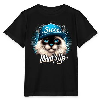 Heilige Birma Katze Birmakatze Was geht ab Geschen - Stanley/Stella Kinder T-Shirt MINI CREATOR  - Schwarz - Vorne - Mikhail (115cm)