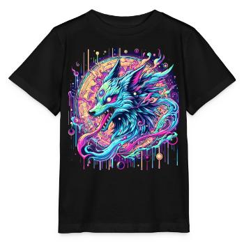 Tête de renard psychédélique Goa Art - T-shirt bio MINI CREATOR Stanley/Stella Enfant - noir - Devant - Mikhail (115cm)