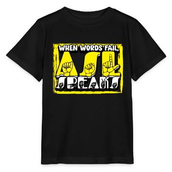 ASL Dolmetscher Gebärdensprache - Stanley/Stella Kinder T-Shirt MINI CREATOR  - Schwarz - Vorne - Mikhail (115cm)