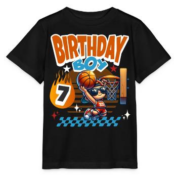 Basketball 7th Birthday Children's Birthday Party - Stanley/Stella MINI CREATOR Kids’ T-Shirt - black - Front - Mikhail (115cm)