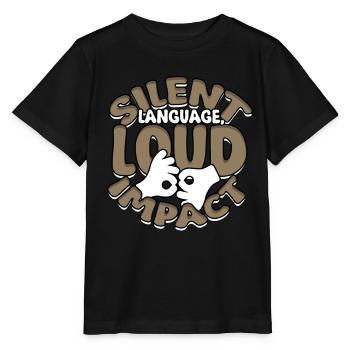 ASL Dolmetscher Gebärdensprache - Stanley/Stella Kinder T-Shirt MINI CREATOR  - Schwarz - Vorne - Mikhail (115cm)