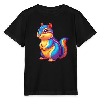 Chipmunk Coloré Kawaii Dessin Animé Personnage Clipart - T-shirt bio MINI CREATOR Stanley/Stella Enfant - noir - Devant - Mikhail (115cm)