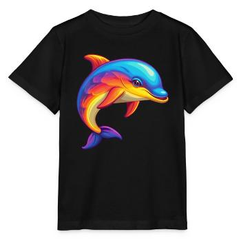 Delfin Bunte Kawaii Cartoon Figur Clipart - Stanley/Stella Kinder T-Shirt MINI CREATOR  - Schwarz - Vorne - Mikhail (115cm)
