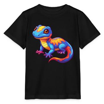 Salamandre Personnage De Dessin Animé Kawaii Coloré - T-shirt bio MINI CREATOR Stanley/Stella Enfant - noir - Devant - Mikhail (115cm)