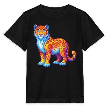 Schneeleopard Bunte Kawaii Zeichentrickfigur - Stanley/Stella Kinder T-Shirt MINI CREATOR  - Schwarz - Vorne - Mikhail (115cm)