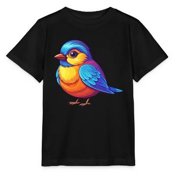 Mésange coloré Kawaii personnage de dessin animé oiseau - T-shirt bio MINI CREATOR Stanley/Stella Enfant - noir - Devant - Mikhail (115cm)